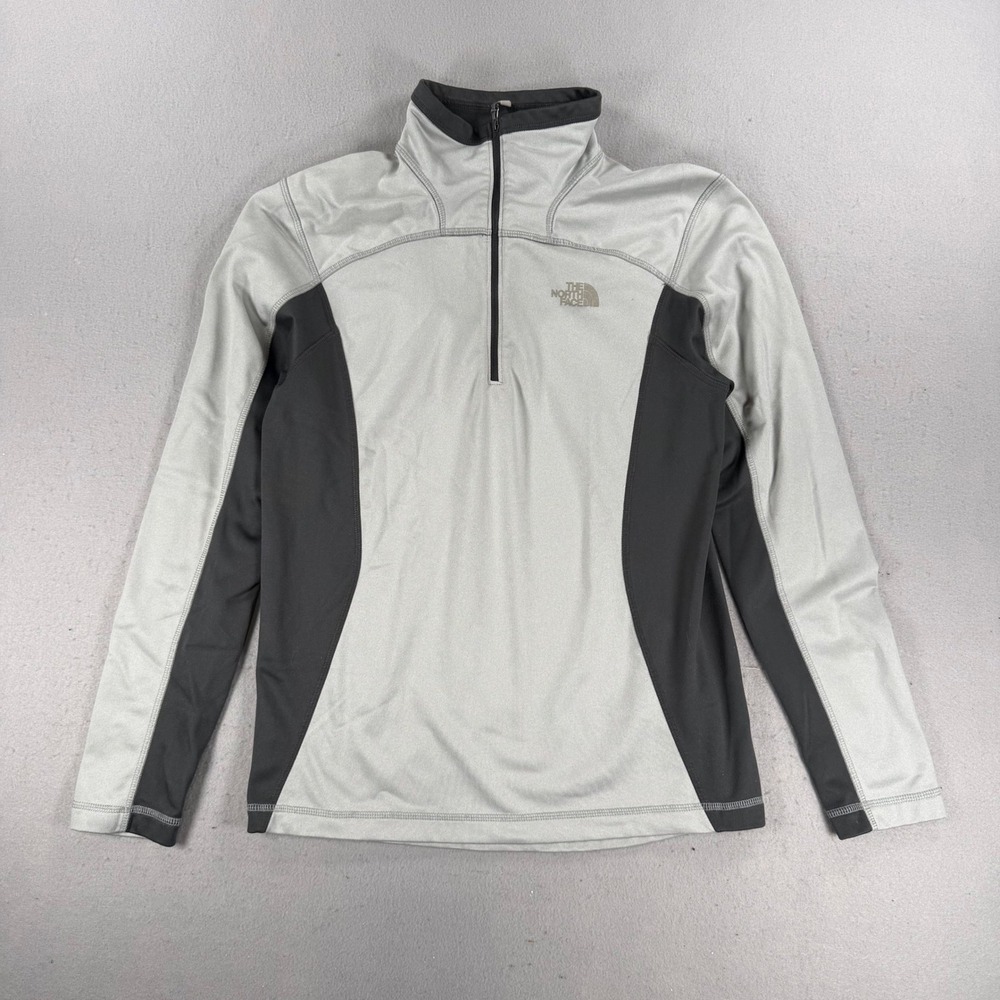The North Face Mens Quarter Zip Pullover Gray Color Block Active Top Size Small